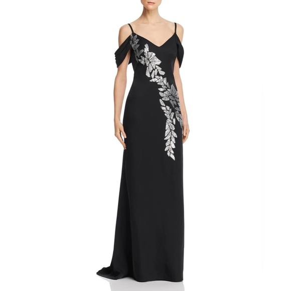 NWT Tadashi Shoji Cold Shoulder Sequin Gown - Picture 1 of 16